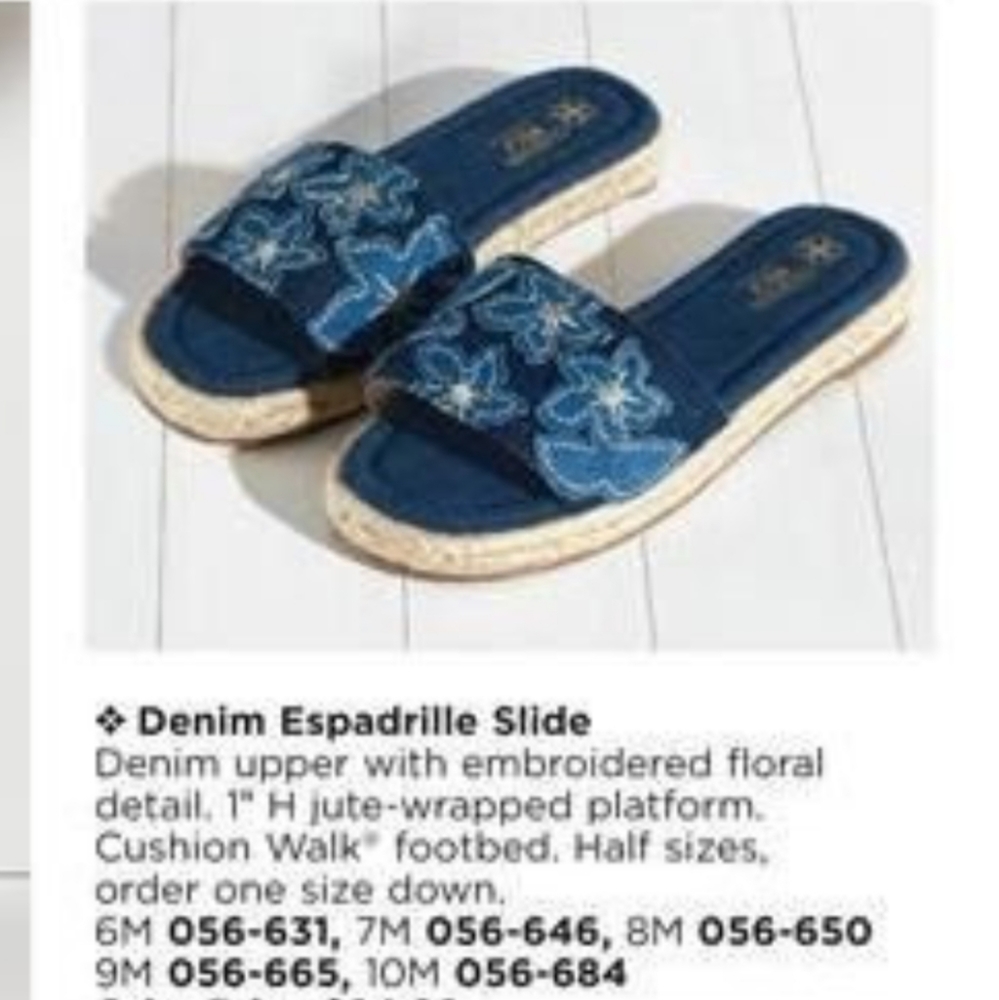 3๐จ/$15 ๐๏ธ Cushion Walk Denim Espadrille Slide - Picture 2 of 4